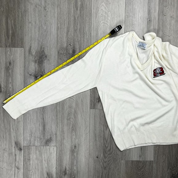 Vintage 1988 76th Grey Cup Ottawa Le Sport Acrylic Cream Medium V-Neck Sweater - Picture 7 of 8